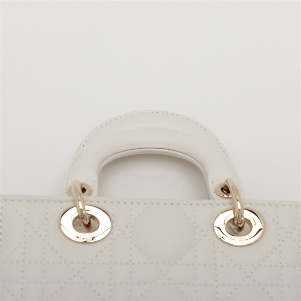 Christian Dior Lady Joy Micro Leather 2WAY Handbag White - Picture 6 of 10